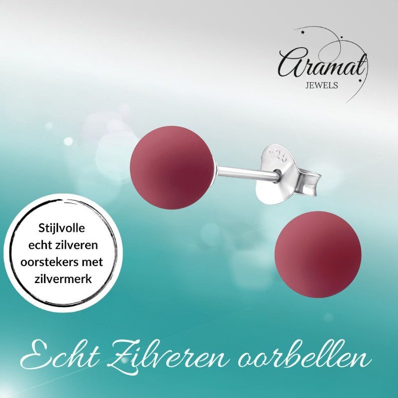 Mat Roze Parel Oorbellen - 6mm - 925 Zilver - oor1235 - 27365 - Oorbellen kopen