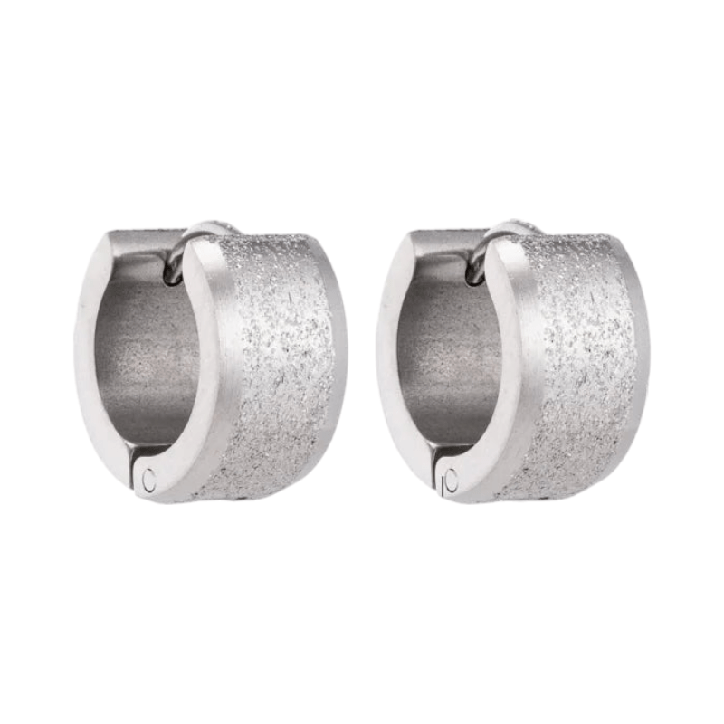 Mat Zilverkleurige RVS Oorringen met Sandblasted Streep - oor5788 - se24030 - Oorringen kopen# - 13mm - 7mm - alles