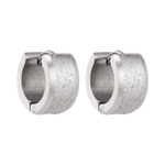 Mat Zilverkleurige RVS Oorringen met Sandblasted Streep - oor5788 - se24030 - Oorringen kopen# - 13mm - 7mm - alles