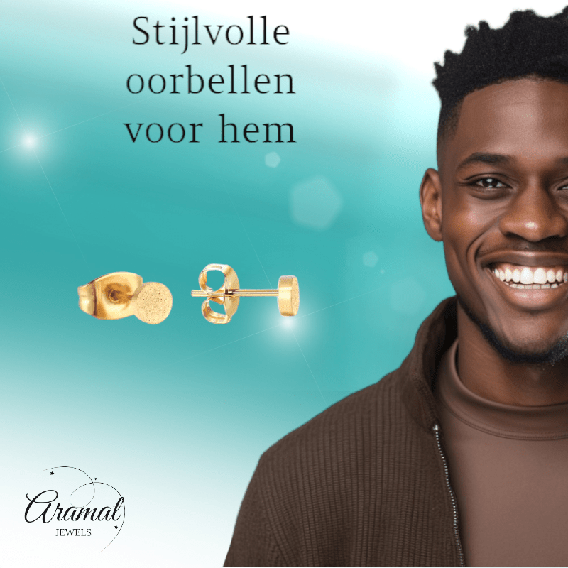 Matte Goudkleurige Oorstekers RVS 4mm - Minimalistische Studs - Aramat Jewels - Oorbellen - cadeautip