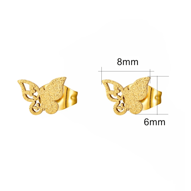 Matte vlinder oorbellen goudkleurig RVS 8mm - Aramat Jewels - Oorbellen - cadeautip