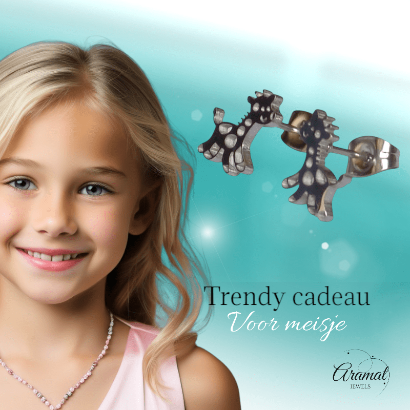 Meisjes oorbellen giraf zilverkleurig RVS - oor6390 - 515395 - Oorbellen kopen# - 10mm - alles - cadeau