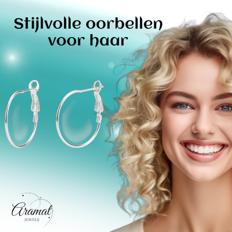 Metalen Oorringen Zilverkleurig 25mm Klapscharnier - Aramat Jewels - Oorbellen - cadeautip