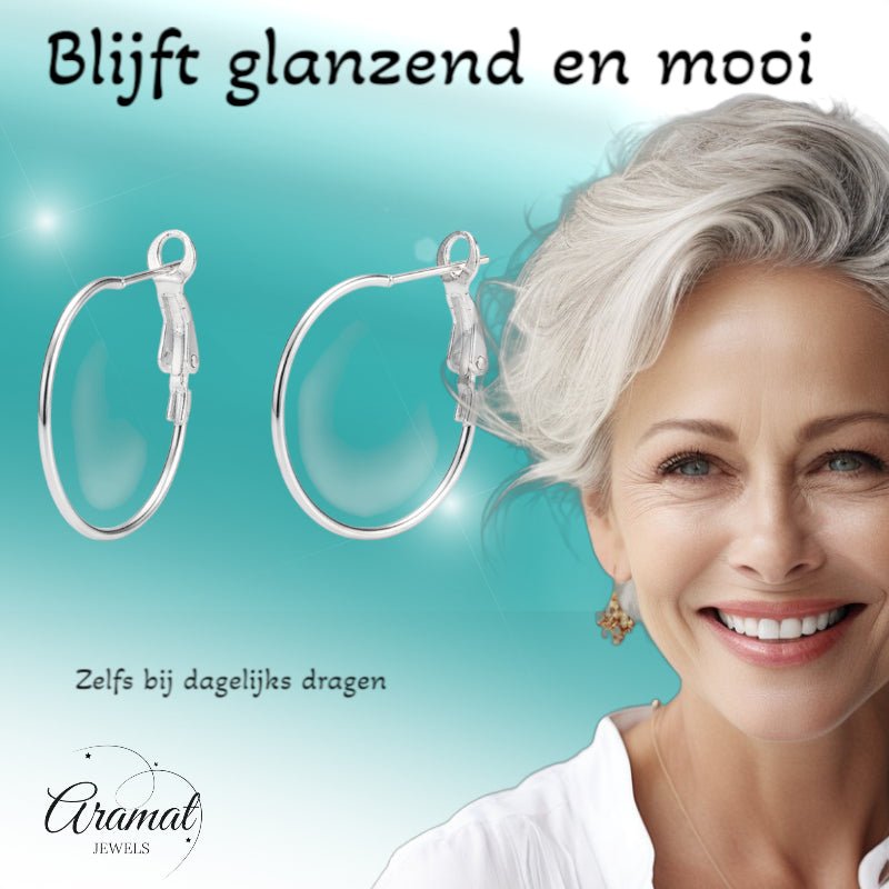 Metalen Oorringen Zilverkleurig 25mm Klapscharnier - Aramat Jewels - Oorbellen - cadeautip