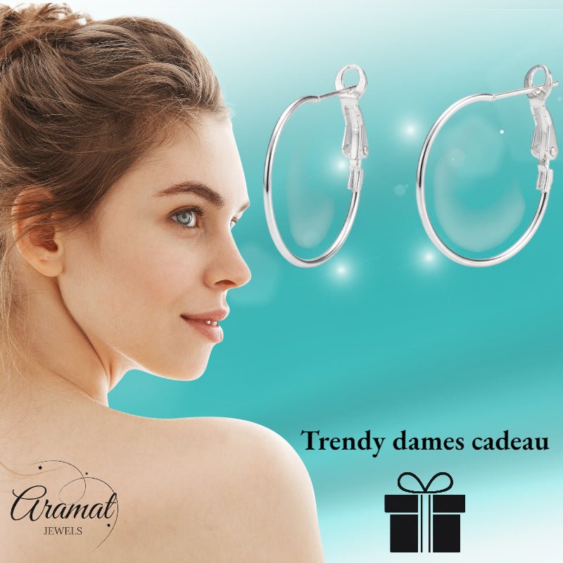 Metalen Oorringen Zilverkleurig 25mm Klapscharnier - Aramat Jewels - Oorbellen - cadeautip