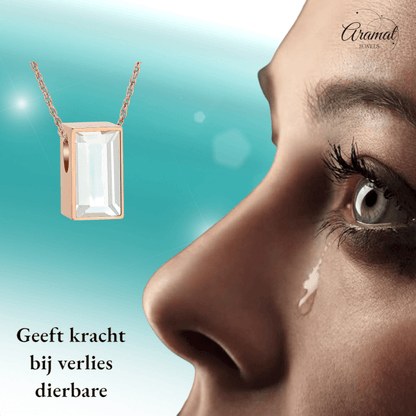 Mini Ashanger Rechthoek met Zirkonia - Rosékleur - hang1471 - IJD33011 - Gedenkhangers kopen# - 11mm - alles - ashangers