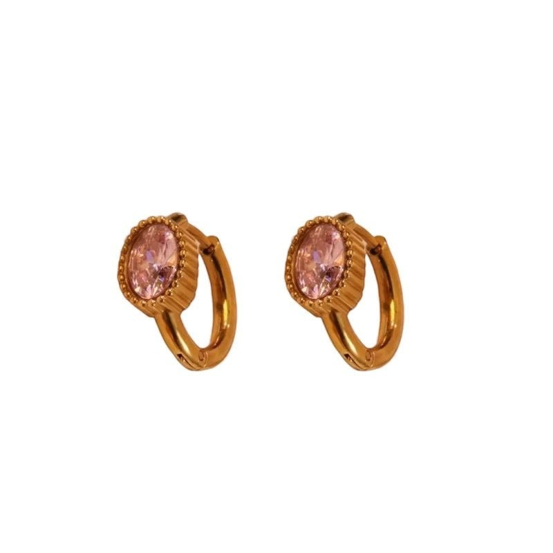 Mini Oorringen Goudkleurig – Roze Zirkonia – 15mm - oor6332 - 642324 - Oorringen kopen# - 15mm - alles - cadeau