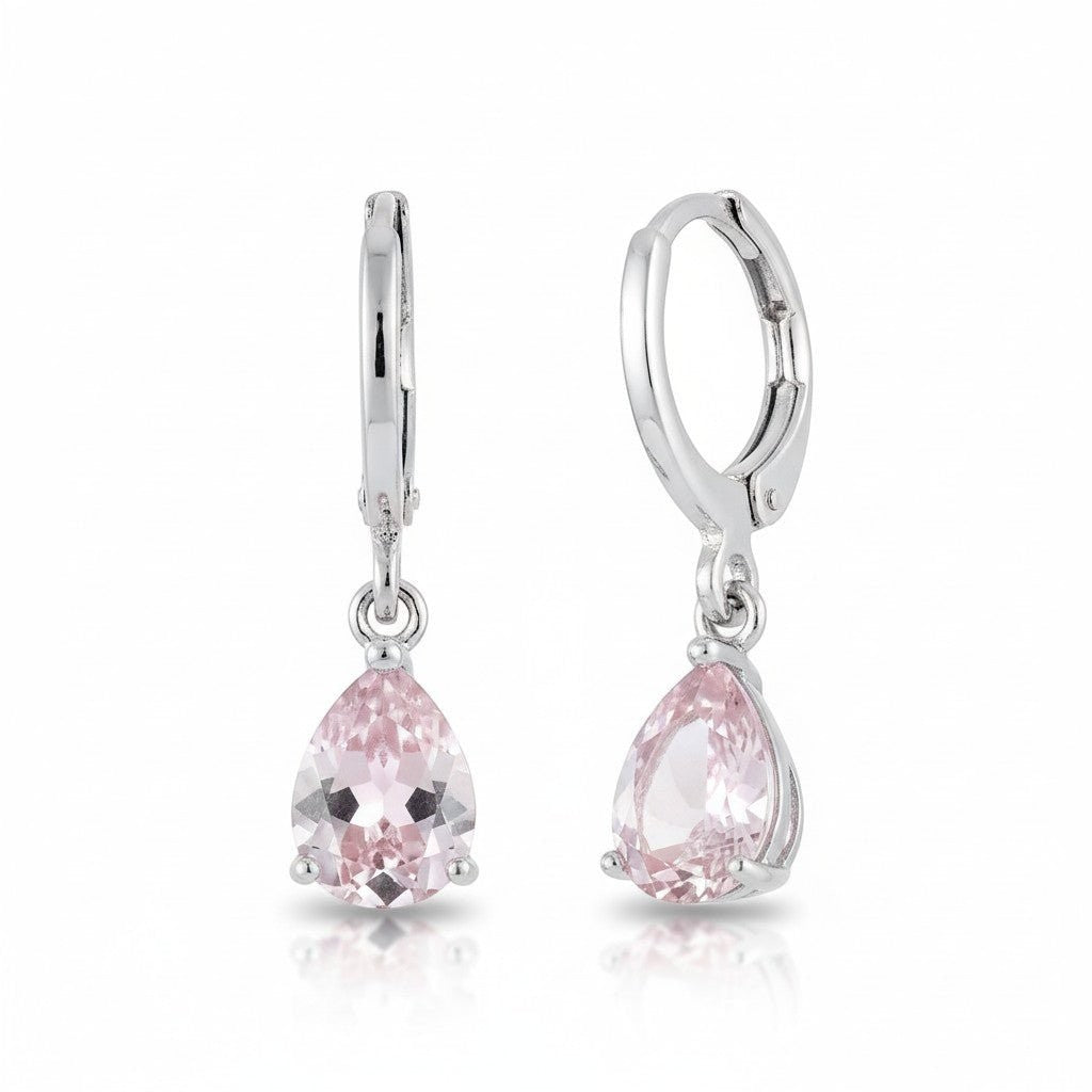 Mini Oorringetjes Meisje – Roze Zirkonia – 10mm - Aramat Jewels - Oorringen - cadeautip
