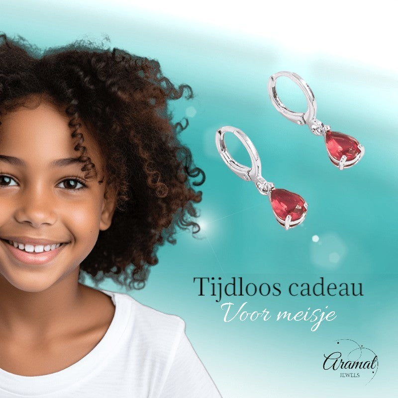 Mini Oorringetjes voor Meisjes – Rood Zirkonia – 10mm - oor6334 - 66139 - Oorringen kopen# - 10mm - alles - cadeau