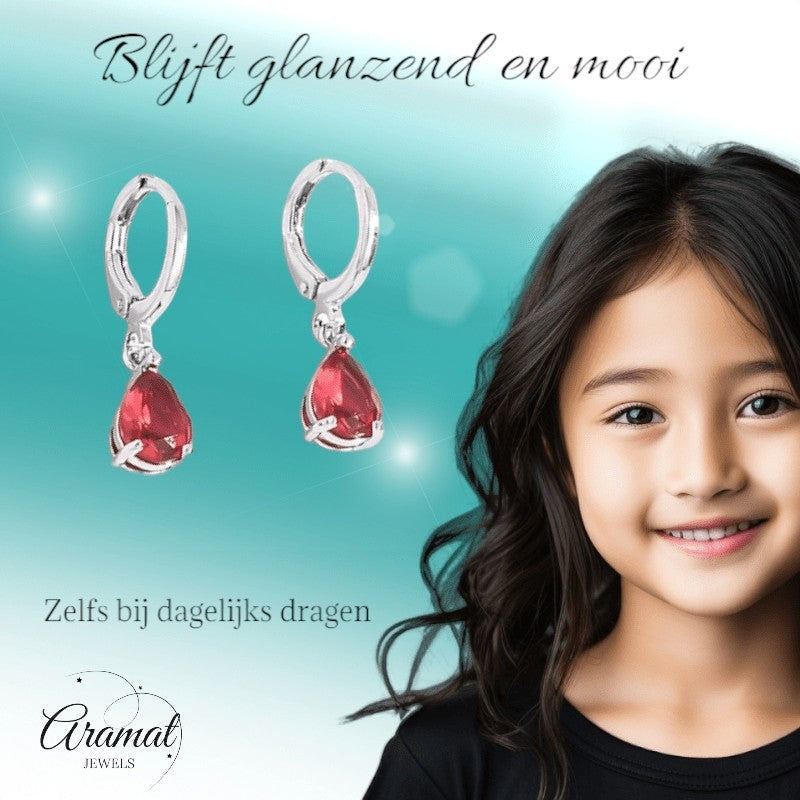 Mini Oorringetjes voor Meisjes – Rood Zirkonia – 10mm - oor6334 - 66139 - Oorringen kopen# - 10mm - alles - cadeau