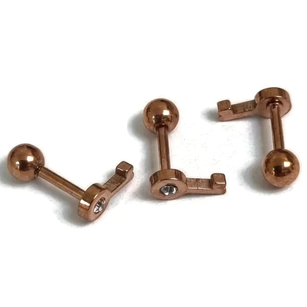 Rosékleurige Barbell Piercing - Oorpiercing Sleutel-8x4mm | Lichaamssieraden