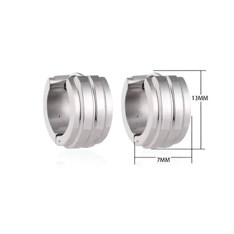 Zilverkleurige Klapcreolen - RVS - Twee Strepen - 13 mm - Uniseks