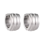 Zilverkleurige Klapcreolen - RVS - Twee Strepen - 13 mm - Uniseks