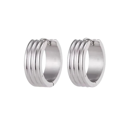 Modern Silver-Colored Steel Earrings