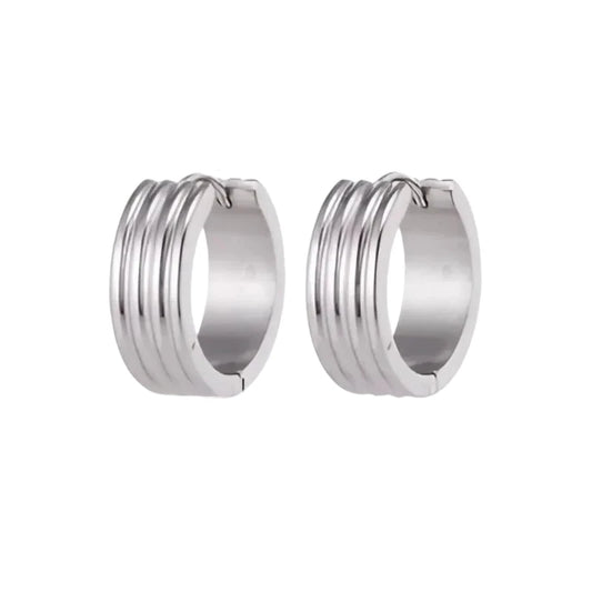 Modern Silver-Colored Steel Earrings