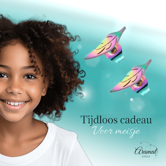 Multikleurige blad oorbellen RVS 11 mm - oor61 - Oorbellen kopen# - 11mm - alles - blad