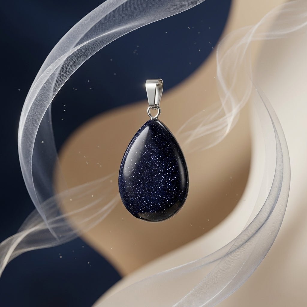 natuursteenhanger Druppel Zandsteen blauw - Aramat Jewels - Hangers - cadeautip