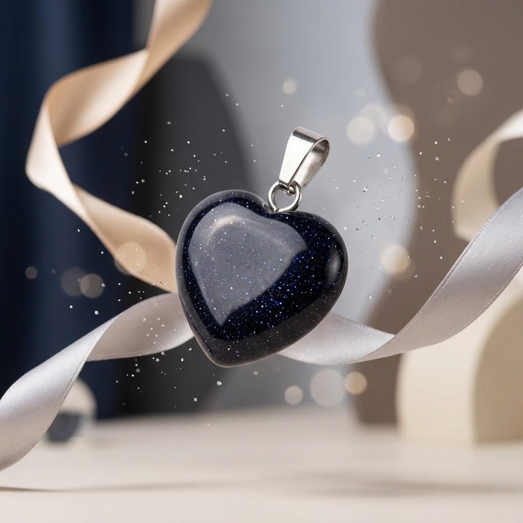 natuursteenhanger hartje Zandsteen blauw - Aramat Jewels - Hangers - cadeautip