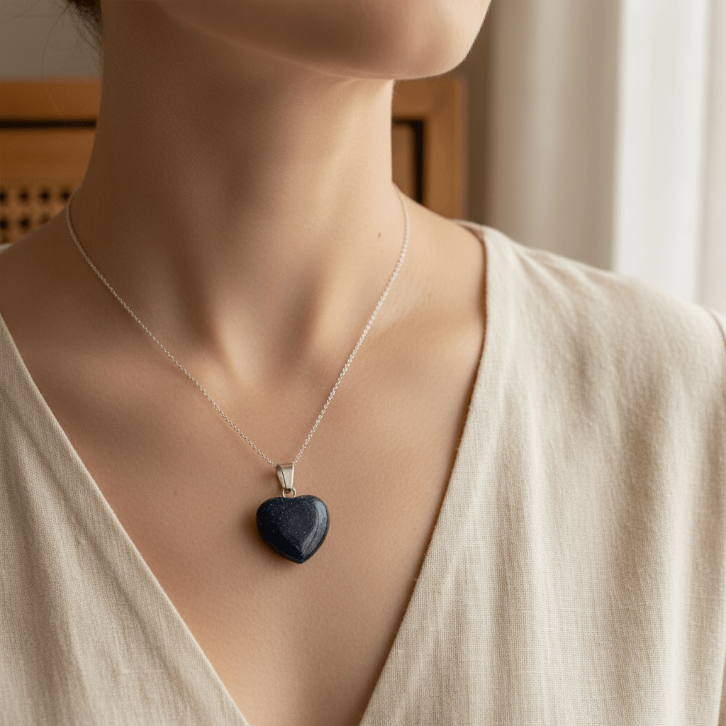 natuursteenhanger hartje Zandsteen blauw - Aramat Jewels - Hangers - cadeautip
