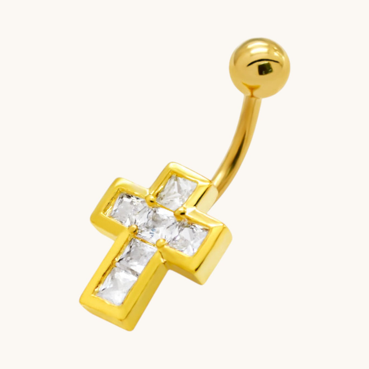 Piercing nombril élégant couleur or avec zirconia