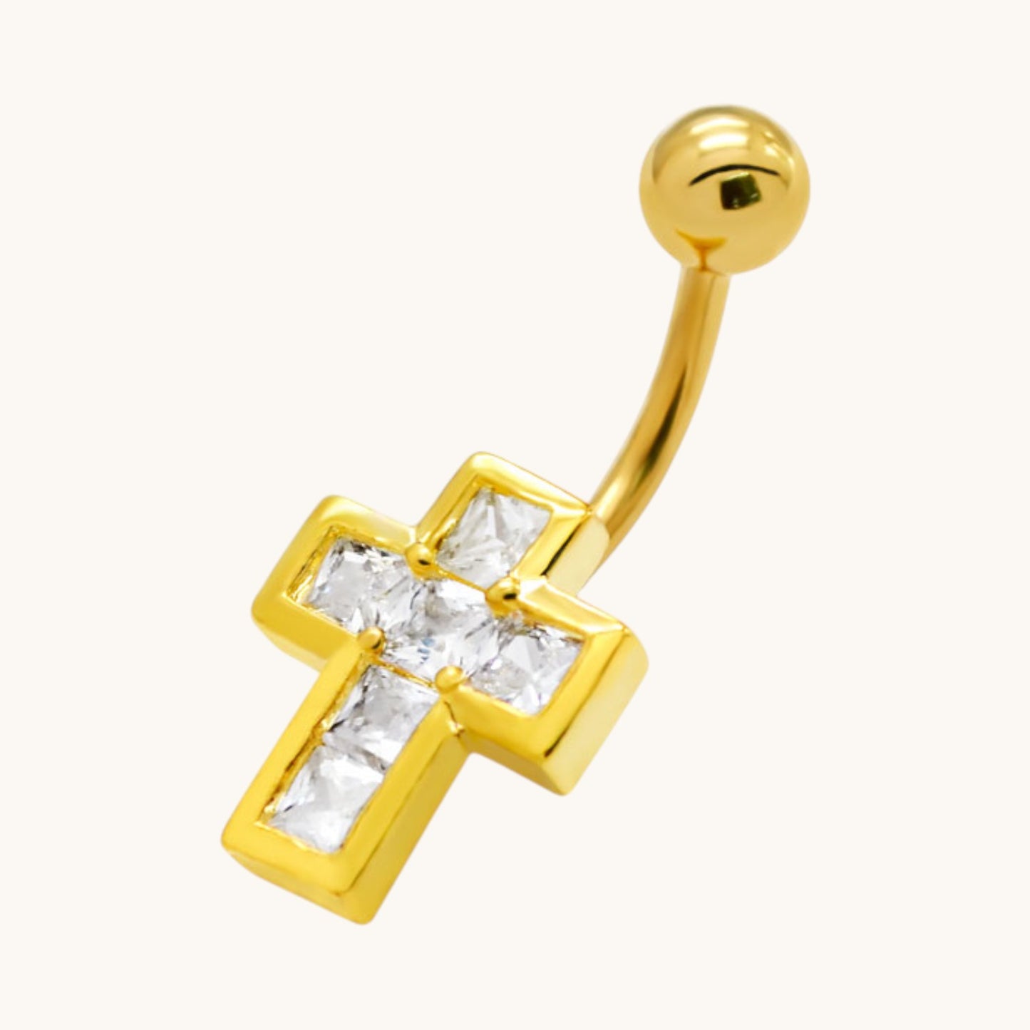 Gold-colored Stylish Navel Piercing with Zirconia