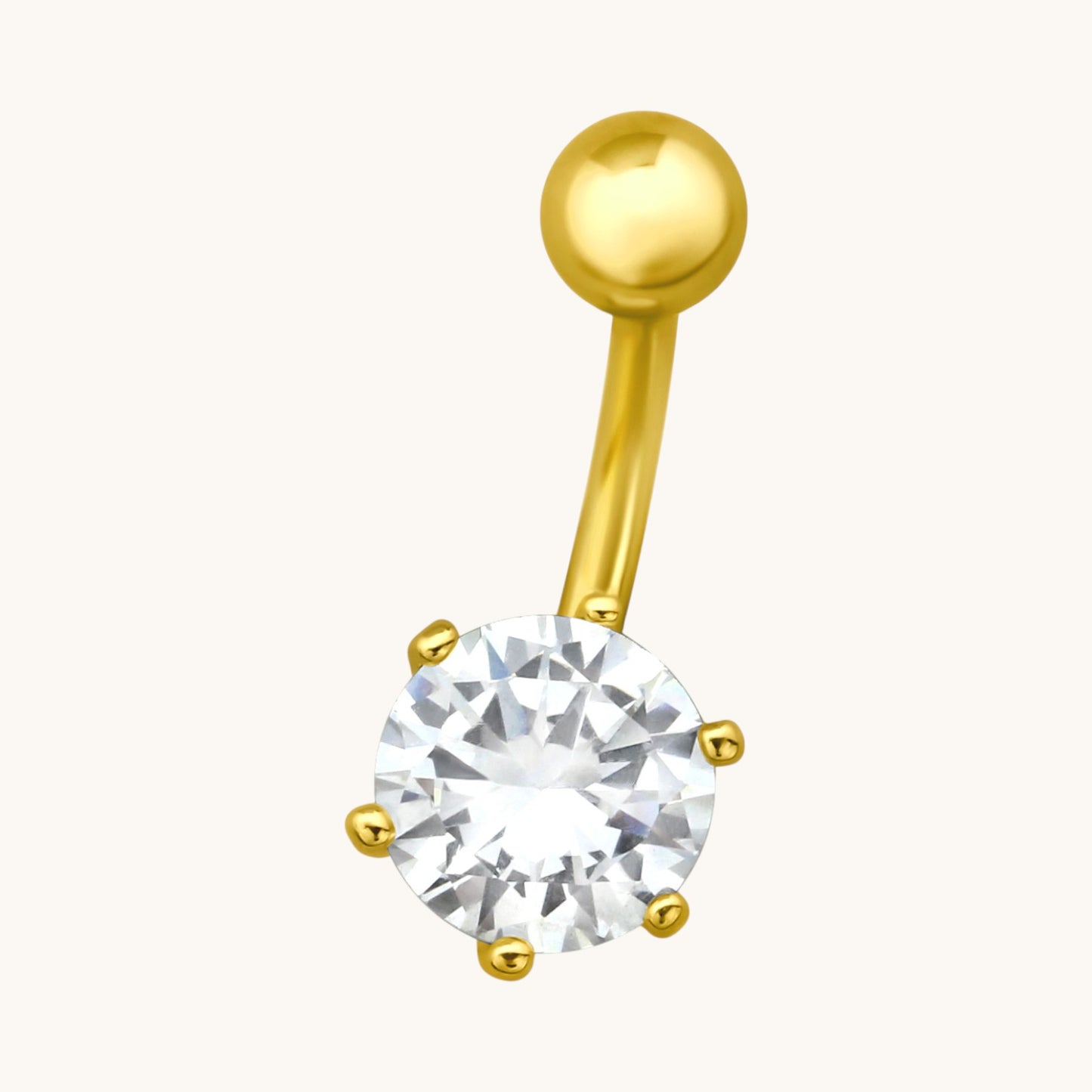 Piercing nombril en acier doré avec fleur en zircone