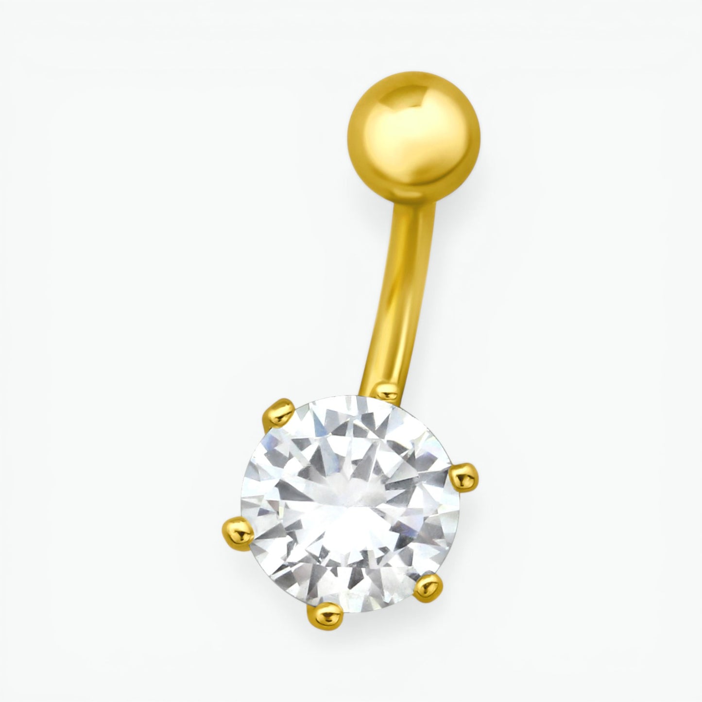 Piercing nombril en acier doré avec fleur en zircone