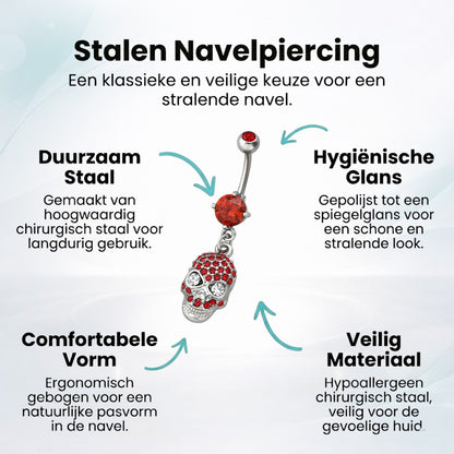 Red Skull Steel Belly Button Piercing