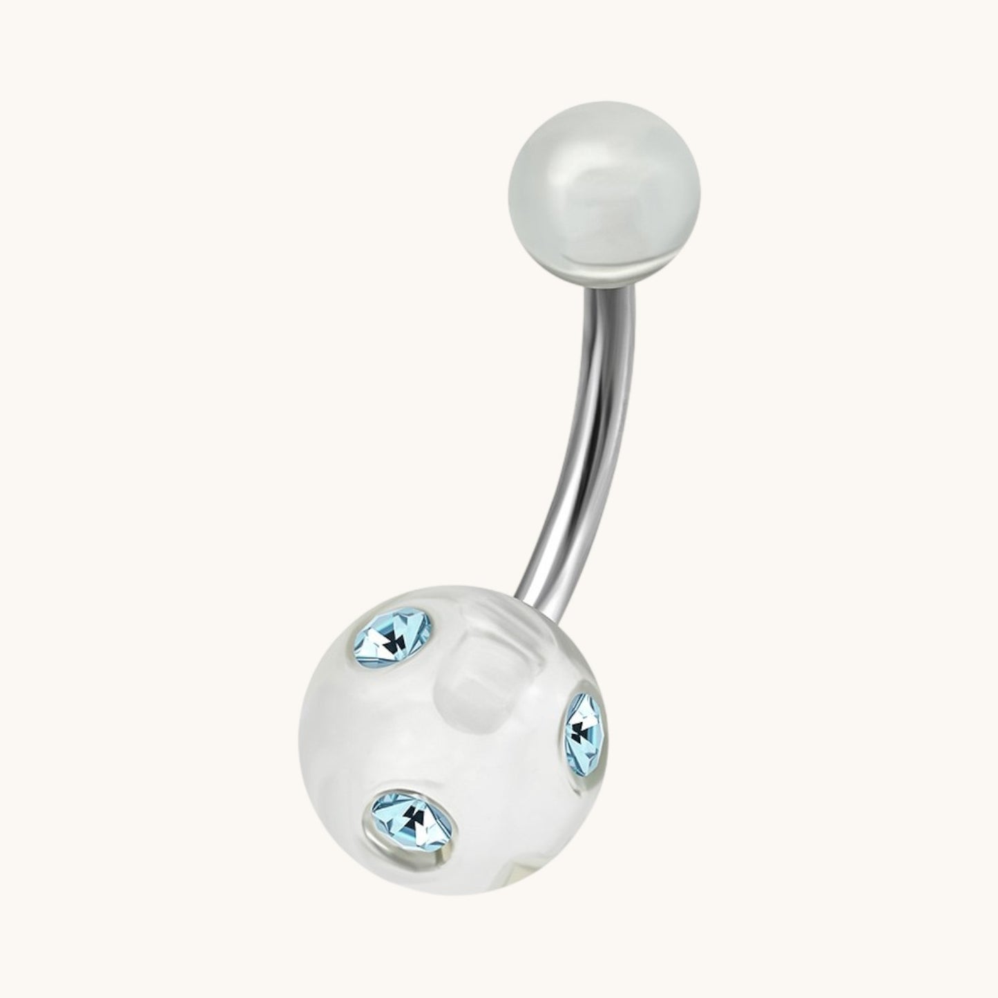 Piercing nombril luxueux en acier cristal avec pierre 