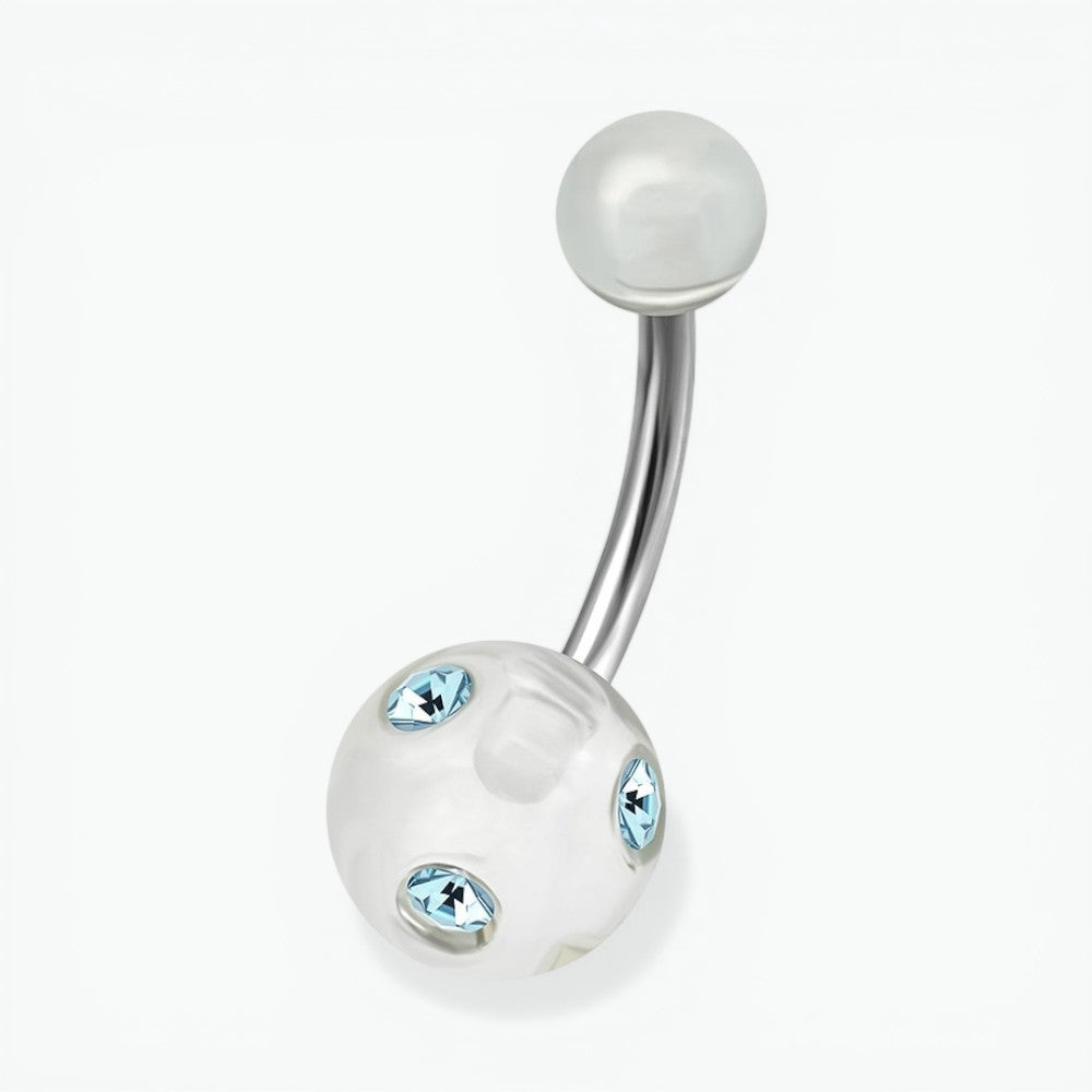 Piercing nombril luxueux en acier cristal avec pierre 