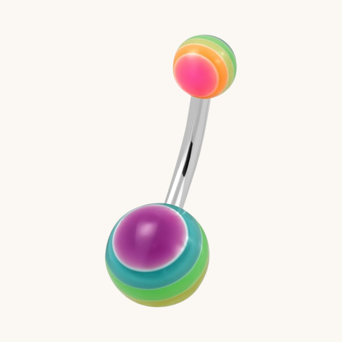 Rainbow Acrylic Steel Belly Button Piercing