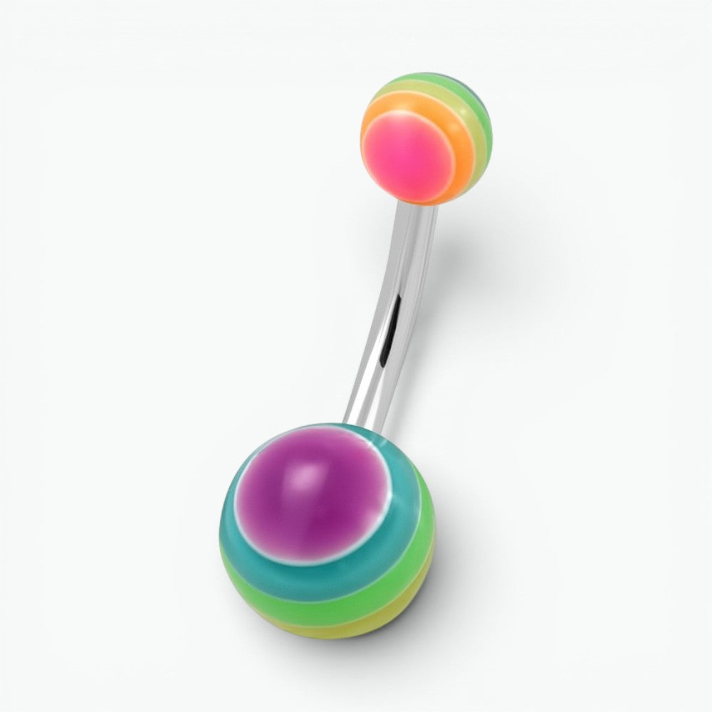 Rainbow Acrylic Steel Belly Button Piercing