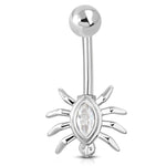 Zilverkleurige Spin Navelpiercing Met Witte Zirkonia Steen Van Aramat Jewels