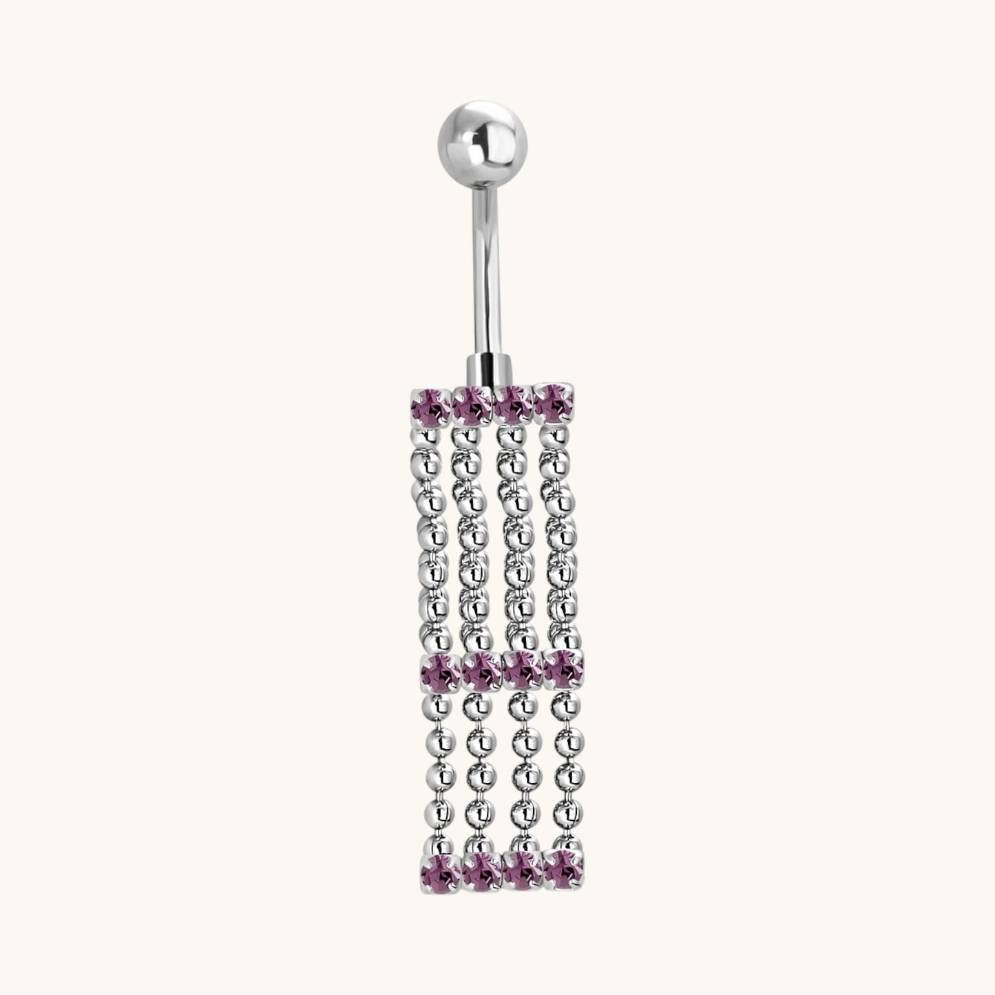 Purple Zirconia Navel Piercing with Chains