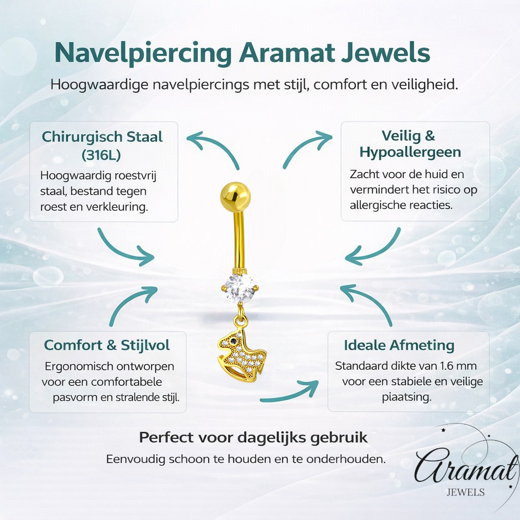Stylish Gold-Colored Rocking Horse Navel Piercing