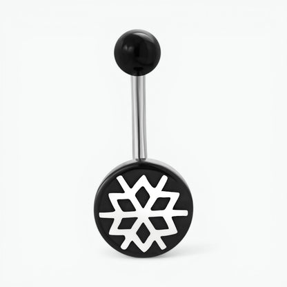 Piercing nombril en acrylique noir avec une fleur élégante