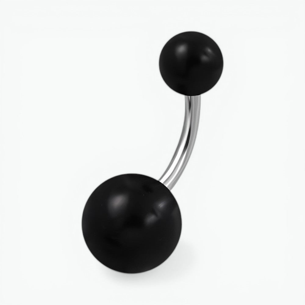 Black Acrylic Steel Navel Piercing with Steel