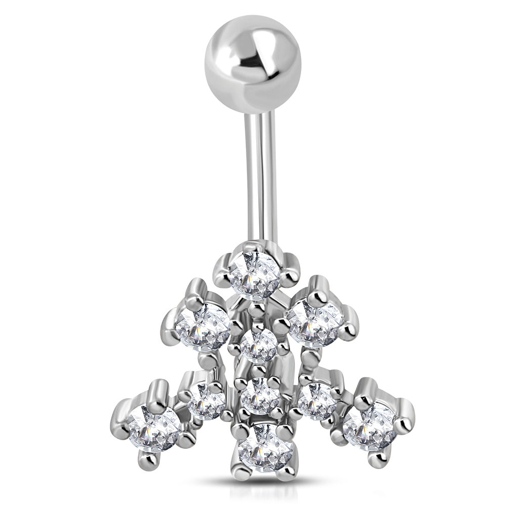 Chirurgisch Stalen Navelpiercing Met Cluster Van Zirkonia’s Van Aramat Jewels.