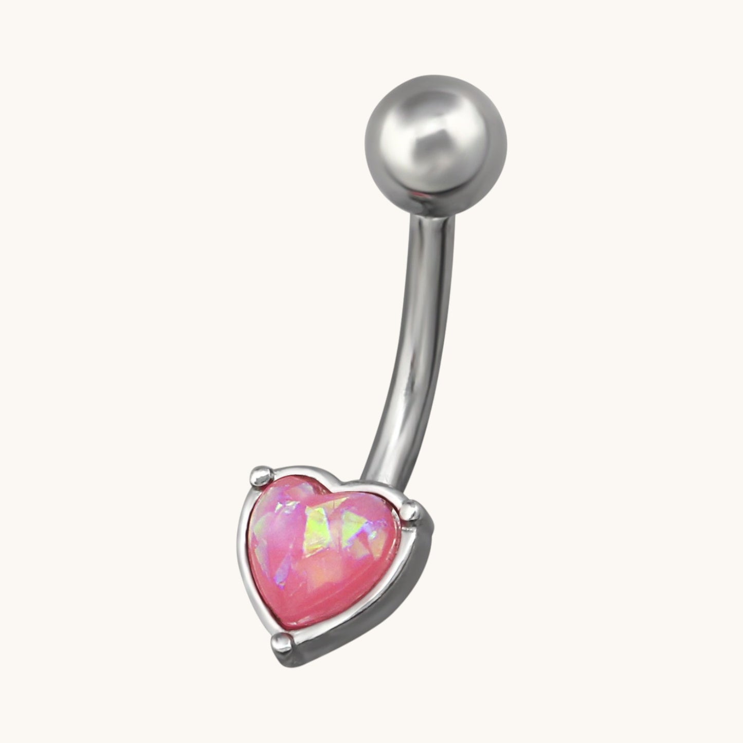 Pink Opal Steel Navel Piercing