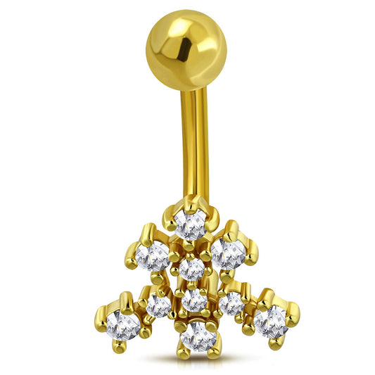 Gouden Neuspiercing Met Cluster Van Zirkonia - Aramat Jewels.