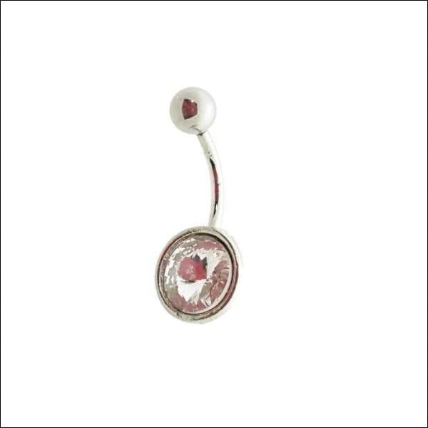 Stalen Navelpiercing Met Roze Steen