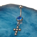 Stalen Navelpiercing With Blue Stone And Silver Ball