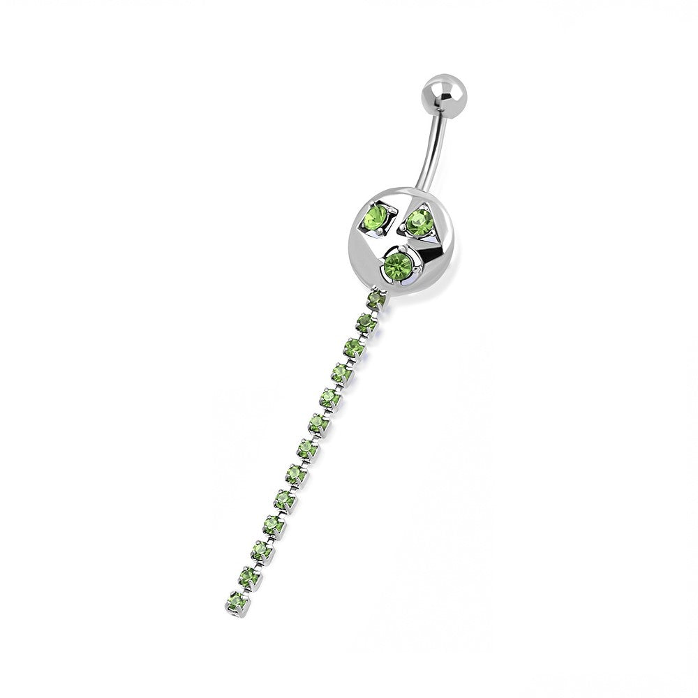 Groene Strass Navelpiercing Zilverkleur | Lichaamssieraden