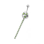 Groene Strass Navelpiercing Zilverkleur | Lichaamssieraden