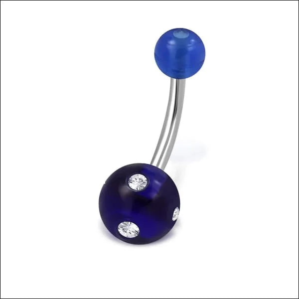 Luxe Kristallen Stalen Navelpiercing met Steentje Donker Blauw-transparant | Lichaamssieraden