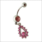 Roze Kristallen Druppel Navelpiercing Hanger Van Chirurgisch Staal.