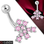 Roze Zirkonia Navelpiercing Van Aramat Jewels Met Stalen Navelpiercing.