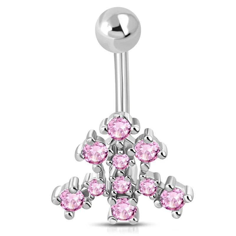 Stalen Navelpiercing Met Roze Zirkonia Van Aramat Jewels.