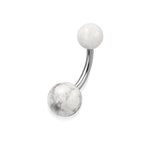 Stalen Navelpiercing Met Witte Marmeren Bal Van Aramat Jewels.