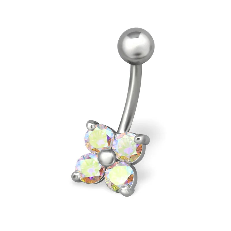 Zilveren Navelpiercing Met Bloemdesign Van Chirurgisch Staal - Aramat Jewels